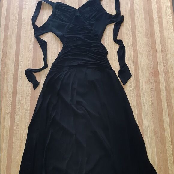 Le chateau Black Long Ruched Knit Formal Dress XXS - Picture 3 of 15